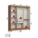 Ver imagem 5 de Guarda Roupa 3 Portas Deslizantes com Aplique Ripado 2 Gavetas e Pés em ABS Espresso Móveis Bege/Nature/Off White