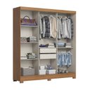 Ver imagem 4 de Guarda Roupa 3 Portas Deslizantes com Aplique Ripado 2 Gavetas e Pés em ABS Espresso Móveis Bege/Nature/Off White