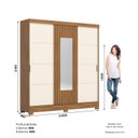 Ver imagem 3 de Guarda Roupa 3 Portas Deslizantes com Aplique Ripado 2 Gavetas e Pés em ABS Espresso Móveis Bege/Nature/Off White