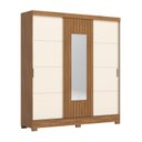 Ver imagem 2 de Guarda Roupa 3 Portas Deslizantes com Aplique Ripado 2 Gavetas e Pés em ABS Espresso Móveis Bege/Nature/Off White