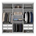Ver imagem 7 de Quarto Casal Completo Guarda-Roupa 6 Portas Milano, Cama Monaco e Cômoda Chicago Espresso Móveis Branco/Neve