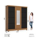 Ver imagem 3 de Guarda Roupa Spazio 3 Portas Deslizantes com Aplique Ripado 2 Gavetas e Pés em Abs Espresso Móveis