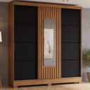 Ver imagem 1 de Guarda Roupa Spazio 3 Portas Deslizantes com Aplique Ripado 2 Gavetas e Pés em Abs Espresso Móveis