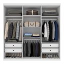 Ver imagem 6 de Quarto Casal Completo Guarda-Roupa 6 Portas Milano, Cama Monaco e Cômoda Premium Espresso Móveis Branco/Neve