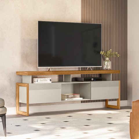 Rack para Tv até 70 Polegadas Acri com 2 Portas - Nature / Off White