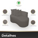 Ver imagem 4 de Kit 2 Poltronas com Sofá Curvo 2 Lugares Feijão Forma Orgânica Bouclé