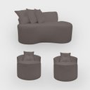 Ver imagem 1 de Kit 2 Poltronas com Sofá Curvo 2 Lugares Feijão Forma Orgânica Bouclé