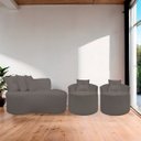 Ver imagem 2 de Kit 2 Poltronas com Sofá Curvo 2 Lugares Feijão Forma Orgânica Bouclé