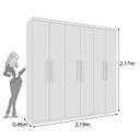 Ver imagem 3 de Quarto Casal Completo Guarda-Roupa 6 Portas Lima, Cama Monaco e Cômoda Chicago Espresso Móveis Branco/Neve