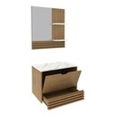 Ver imagem 5 de Conjunto Banheiro com Gabinete e Espelheira 1 Porta Suspenso 60cm Multimóveis CR10167 Amêndoa/Má