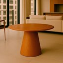 Ver imagem 6 de Mesa de Jantar Redonda Base Cone 4 Lugares Madeira Maciça Laminada Lyon Marrom/Amadeirado