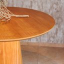 Ver imagem 7 de Mesa de Jantar Redonda Base Cone 4 Lugares Madeira Maciça Laminada Lyon Marrom/Amadeirado