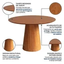 Ver imagem 3 de Mesa de Jantar Redonda Base Cone 4 Lugares Madeira Maciça Laminada Lyon Marrom/Amadeirado