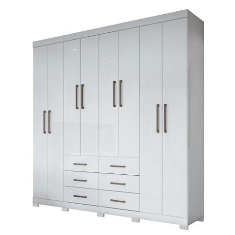 Guarda Roupa Casal 8 Portas 6 Gavetas Liverpool 8.6 Branco - Santos Andirá