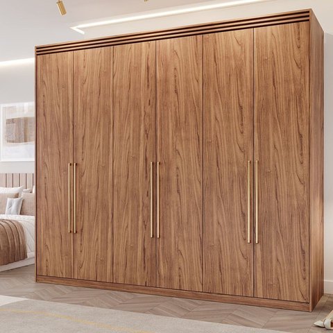 Guarda-Roupa Casal 6 Portas com Espelho Interno Giratório 235cm 100% MDF Turim Espresso Móveis Marrom/Cinamomo