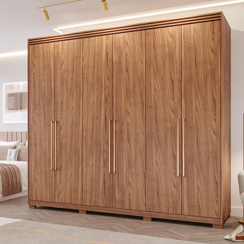 Guarda-Roupa Casal 6 Portas com Espelho Interno Giratório 235cm 100% MDF Turim Espresso Móveis Marrom/Cinamomo