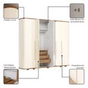 Ver imagem 7 de Guarda Roupa Casal 6 Portas com Amortecimento 6 Gavetas, Cantos Arredondados, Ripado Magno Espresso Bege/Off White/Nature