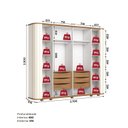 Ver imagem 6 de Guarda Roupa Casal 6 Portas com Amortecimento 6 Gavetas, Cantos Arredondados, Ripado Magno Espresso Bege/Off White/Nature