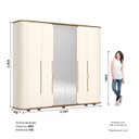 Ver imagem 4 de Guarda Roupa Casal 6 Portas com Amortecimento 6 Gavetas, Cantos Arredondados, Ripado Magno Espresso Bege/Off White/Nature