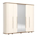 Ver imagem 3 de Guarda Roupa Casal 6 Portas com Amortecimento 6 Gavetas, Cantos Arredondados, Ripado Magno Espresso Bege/Off White/Nature