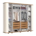 Ver imagem 5 de Guarda Roupa Casal 6 Portas com Amortecimento 6 Gavetas, Cantos Arredondados, Ripado Magno Espresso Bege/Off White/Nature