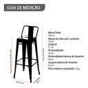 Ver imagem 6 de Kit com 2 Banquetas Alta com Encosto Design Tolix Iron Aço Carbono Preta