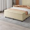 Baú Sapateira Estofada Casal Queen Size 160 Cm Marte Veludo Skybox Bege - 4