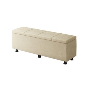 Baú Sapateira Estofada Casal Queen Size 160 Cm Marte Veludo Skybox Bege
