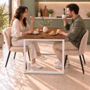 Ver imagem 4 de Mesa de Jantar Reforçada Industrial 70x80cm Tampo Marrom Pés Branco