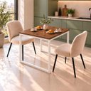 Ver imagem 1 de Mesa de Jantar Reforçada Industrial 70x80cm Tampo Marrom Pés Branco