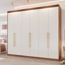 Ver imagem 1 de Guarda-Roupa Casal 6 Portas com Espelho Interno Giratório 235cm 100% MDF Turim Espresso Móveis Bege/Cinamomo/Grafiato