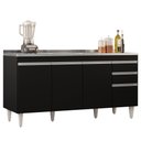 Ver imagem 1 de Balcão Gabinete com Pia Inox 160cm Arkansas Preto - Lumil Lumil Móveis