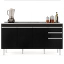 Ver mais imagens de Balcão Gabinete com Pia Inox 160cm Arkansas Preto - Lumil Lumil Móveis