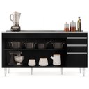 Ver imagem 4 de Balcão Gabinete com Pia Inox 160cm Arkansas Preto - Lumil Lumil Móveis