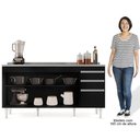 Ver imagem 5 de Balcão Gabinete com Pia Inox 160cm Arkansas Preto - Lumil Lumil Móveis