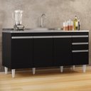 Ver imagem 2 de Balcão Gabinete com Pia Inox 160cm Arkansas Preto - Lumil Lumil Móveis