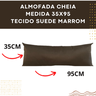 Almofada Suede Aveludada Encosto Lombar Sofá Retrátil Travesseiro Xuxão Cama Poltrona C/ Zíper 35x95 - 2