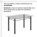 Ver mais imagens de Conjunto de Mesa Tubular 120x75cm Tampo Vidro com 4 Cadeiras Lívia Off White/Preto/Prata
