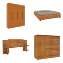 Ver imagem 1 de Quarto Casal Completo Guarda-Roupa 6 Portas Munique Cama Mônaco com Cabeceira e Cômoda Chicago Espre Bege/Cinamomo