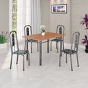 Ver imagem 1 de Conjunto de Mesa Tubular 120cm x 72cm Tampo MDF com 4 Cadeiras Lívia Prata/Preto Floral/Mart