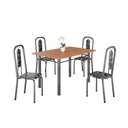 Ver imagem 2 de Conjunto de Mesa Tubular 120cm x 72cm Tampo MDF com 4 Cadeiras Lívia Prata/Preto Floral/Mart