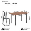 Ver imagem 3 de Conjunto de Mesa Tubular 120cm x 72cm Tampo MDF com 4 Cadeiras Lívia Prata/Preto Floral/Mart