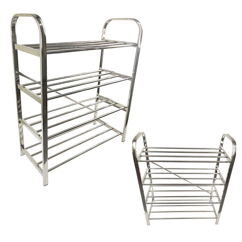 Sapateira Prateleira 4 Andares Inox 12 Pares Tenis Sandalia Calçado Sapato Organizaçao - 1