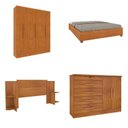 Ver imagem 1 de Quarto Casal Completo Guarda-Roupa 6 Portas Munique Cama Mônaco com Cabeceira Cômoda Istambul Espres Bege/Cinamomo