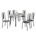 Ver imagem 2 de Conjunto de Mesa Tubular 140cm x 75cm Tampo Granito Topázio com 6 Cadeiras Lívia Prata/Preto