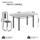 Ver imagem 3 de Conjunto de Mesa Tubular 140cm x 75cm Tampo Granito Topázio com 6 Cadeiras Lívia Prata/Preto