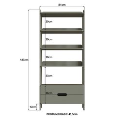 Estante Para Livros 100% MDF Com 2 Gavetas e 4 Prateleiras Elvis  - 3