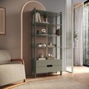 Ver imagem 1 de Estante de Livros 100% MDF 81CMX183CM 2 Gavetas e 4 Prateleiras Elvis Cinza/Verti/Branco