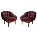 Ver imagem 4 de Kit 2 Poltronas Decorativa Marcela Veludo Vinho