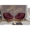 Ver imagem 1 de Kit 2 Poltronas Decorativa Marcela Veludo Vinho